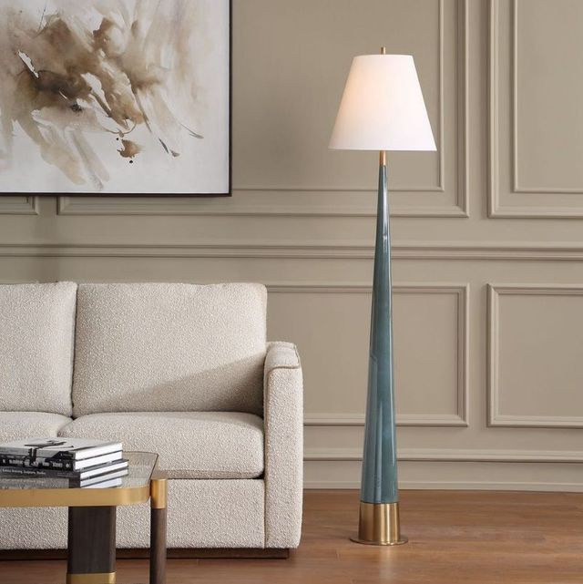 Uttermost® Riccardi Smokey Blue Glaze Floor Lamp-1