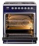 Ilve® Nostalgie II Noblesse 30'' Midnight Blue Pro Style Dual Fuel Range with Chrome Trim-1