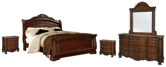 Millennium® by Ashley® North Shore 5-Piece Dark Brown Queen Sleigh Bed Set-0