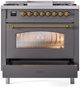Ilve® Nostalgie II Series 36" Graphite Matte Pro Style Dual Fuel Range-3