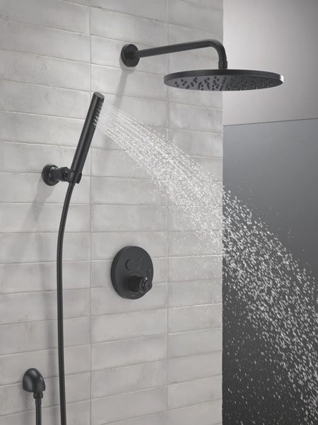 Delta Universal Showering Components Matte Black Single-Setting Metal Raincan Shower Head-4