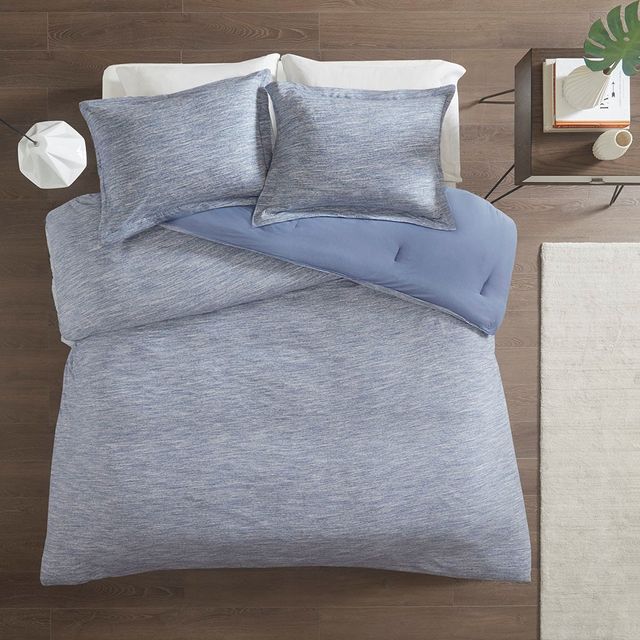 Olliix by Urban Habitat Blue King/California King Space Dyed Melange Cotton Jersey Knit Comforter Set-1