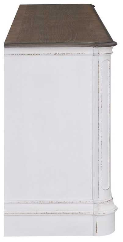 Liberty Furniture Magnolia Manor Antique White/Weathered Bark 82" Fireplace TV Console-3