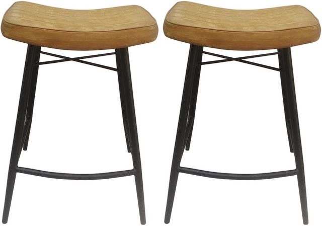 Coaster® Bayu 2-Piece Antique Camel/Black Upholstered Counter Stools-1