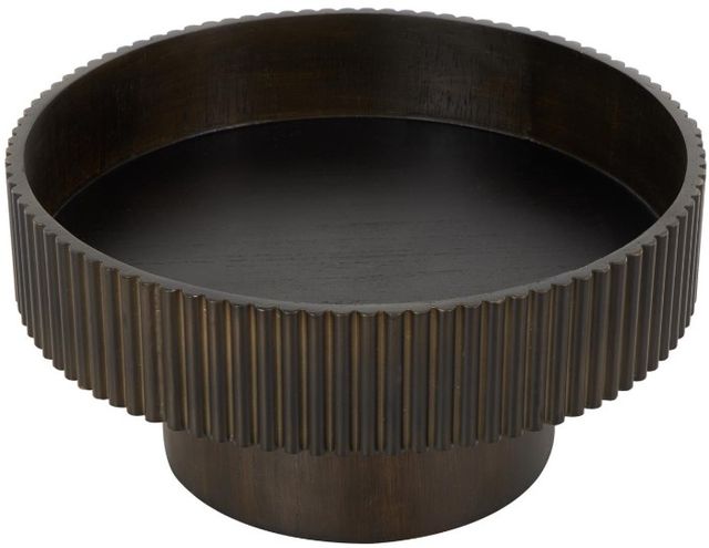 Deco Marche Dark Brown Ribbed Decorative Bowl with Elevated Base-1