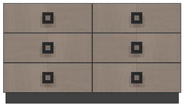 Country View Woodworking Customizable American Modern 56" Square Black 6-Drawer Plinth Base Dresser-0