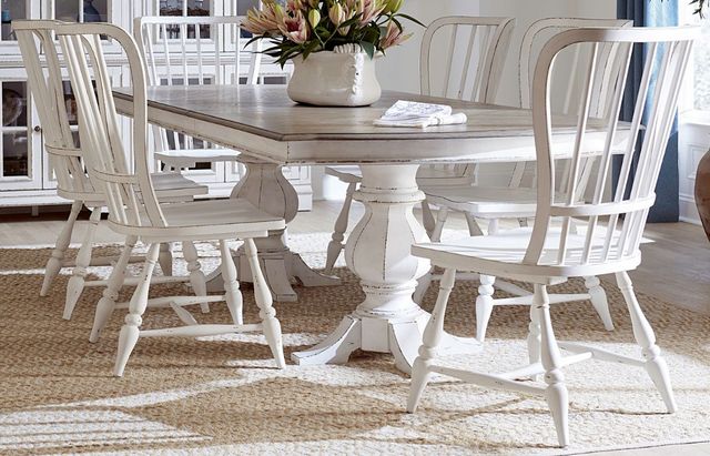 Liberty Furniture Magnolia Manor 7-Piece Antique White/Weathered Bark Dining Set