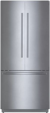 Front view of the Bosch Benchmark® Series 36 in. 19.4 Cu. Ft. Stainless Steel Built In Counter Depth French Door Refrigerator