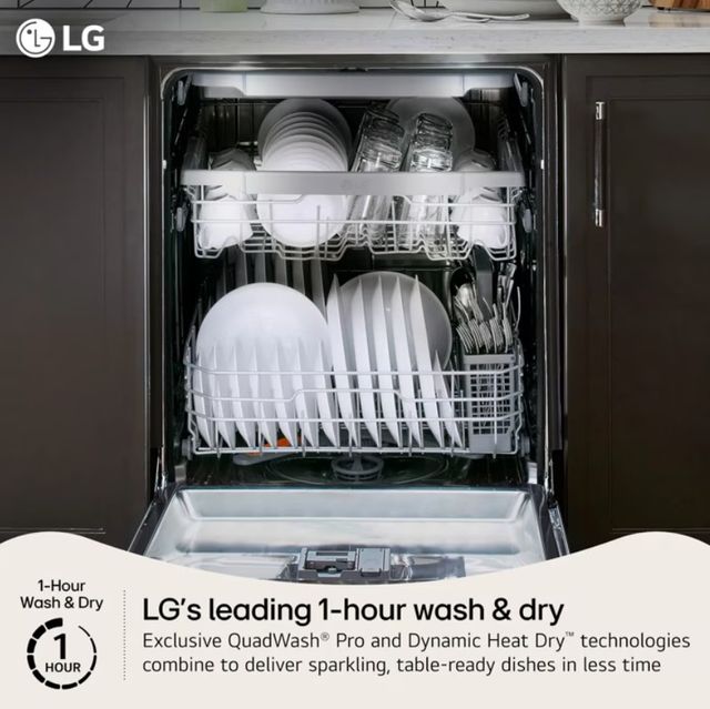 LG 24" PrintProof™ Stainless Steel FlushFit™ Top Control Built-In Dishwasher with QuadWash® Pro, TrueSteam® and Dynamic Heat Dry™-3