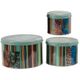 A & B Home 3-Piece Blue/Brown/Green Decorative Tin Box Set-0