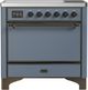 Ilve® Majestic III 36" Blue Gray Pro Style Induction Range with Solid Door and Burnished Trim-0
