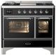 Ilve® Majestic III 40" Glossy Black Pro Style Dual Fuel Natural Gas Range with Triple Glass Door and Chrome Trim-0