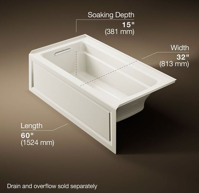 KOHLER® Archer® Biscuit 72" x 36" Alcove Bath with Bask® Heated Surface - Left Drain-3