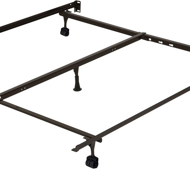 Beaudoin Black Full Traditional Interlock Bed Frame with Casters and Glides-1