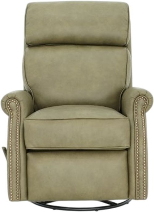 BarcaLounger® Crews Oasis Olive 40" Leather Manual Swivel Glider Recliner-3