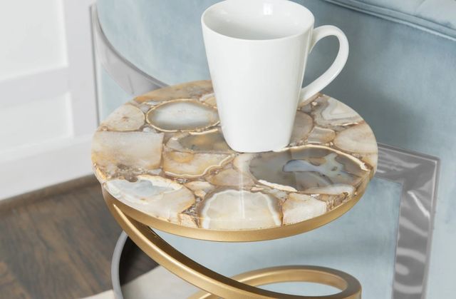 Powell® Gynn Amber Agate Spiral Drink Table with Gold Base-2