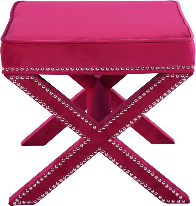 Meridian Furniture Nixon Pink Velvet Stool-1