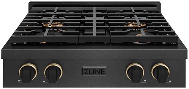ZLINE Designer Paramount 30" Black Satin Stainless Steel with Matte Black and Champagne Bronze Accents Gas Rangetop with 4 Burner DuoPro™ Cooktop -0
