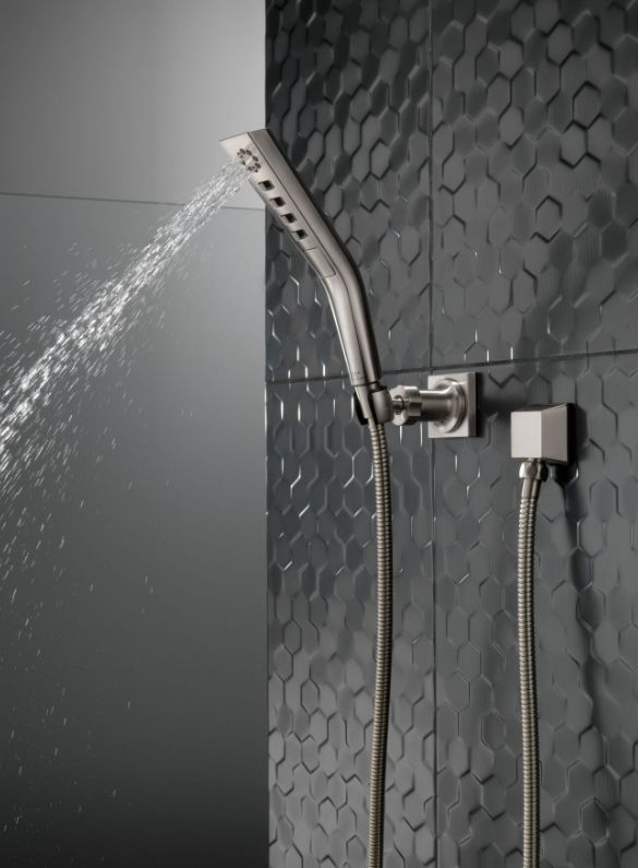 Delta Universal Showering Lumicoat® Stainless H2Okinetic® 3-Setting Wall Mount Hand Shower-2