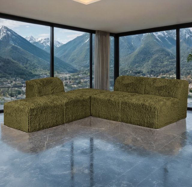 Furniture of America® Nappi Olive Green L-Sectional-1