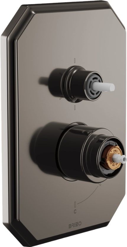Brizo Beauclere® Brilliance® Black Onyx Pressure Balance Valve with Integrated 6-Function Diverter Trim - Less Handles-0
