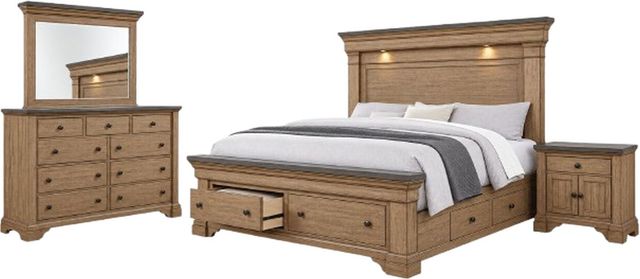 New Classic® Home Furnishings Augusta 4-Piece Rustic Brown California King Storage Panel Bedroom Set -0