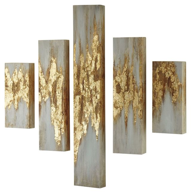 Signature Design by Ashley® Devlan 5-Piece Gold/White Wall Art Set-0