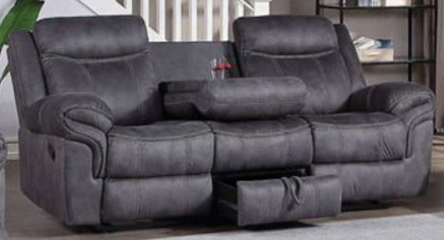 American Wholesale Furniture Knoxville Gray Manual Reclining Sofa-1