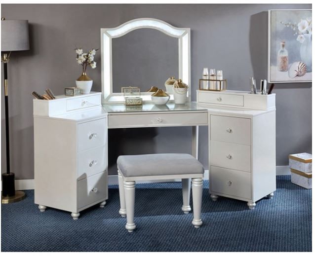 Furniture of America® Tracie Luminous White Vanity Set-3