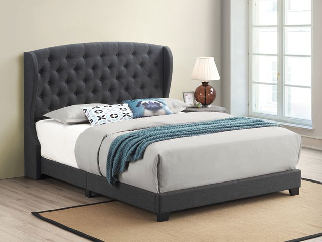 Coaster® Charcoal Krome Queen Upholstered Bed With Demi-Wing Headboard-1