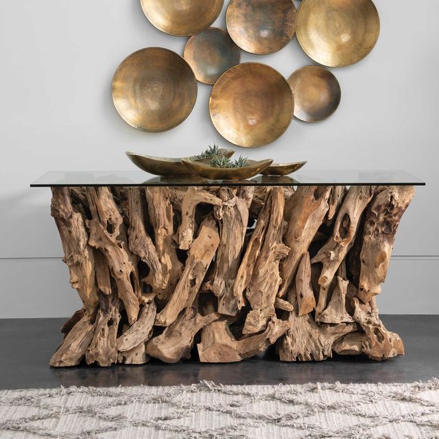 TEAK ROOT CONSOLE TABLE