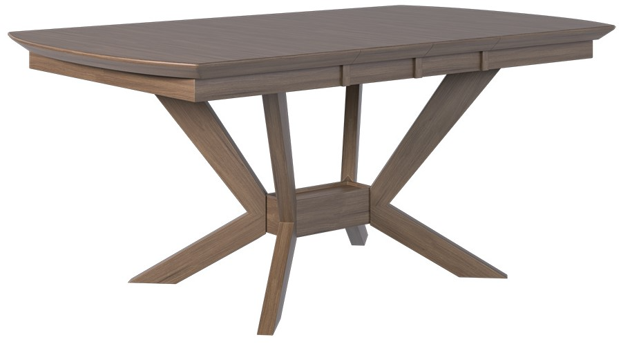 Country View Woodworking Customizable Carlton 48" Red Oak Top Dining Table with 2-Leaves and Brown Maple Base