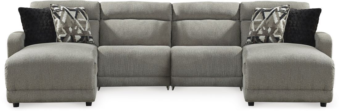 Signature Design by Ashley® Colleyville 4-Piece Stone Power Reclining Sectional with Double Chaise