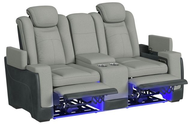 Elements International Lantana Charcoal/Rocky Cement Power Motion Reclining Loveseat-2