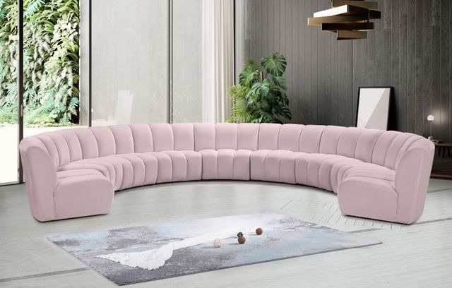 Meridian Furniture Infinity 9-Piece Pink Velvet Modular Sectional-1