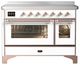 Ilve® Majestic III 48" White Pro Style Induction Range with Triple Glass Door and Copper Trim-0