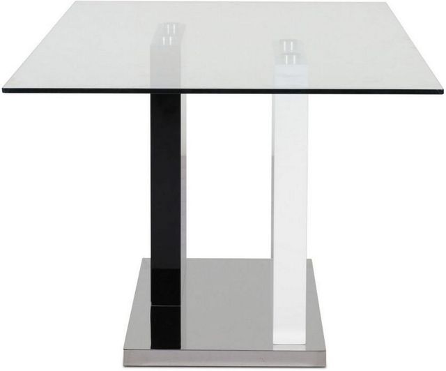 Mazin Furniture Libra Glass Top Dining Table with Black and White Base -2