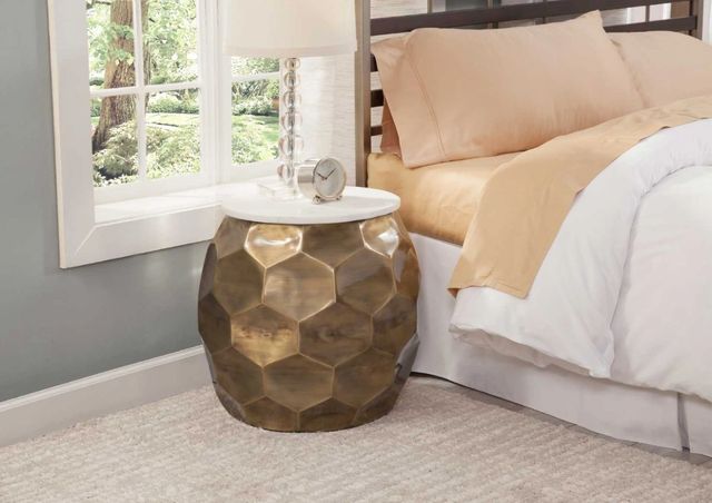 Steve Silver Co. Stomp White End Table with Gold Base-3