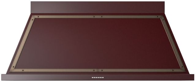 Ilve® Nostalgie II Noblesse 60" Burgundy Wall Mounted Range Hood with Burnished Trim-0