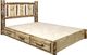 Montana Woodworks® Glacier Country Stained and Lacquered Twin Platform Storage Bed with Laser Engraved Bear Design-4