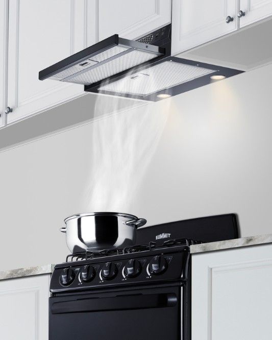 Summit® 24” Black Ductless Retractable Under Cabinet Range Hood-1