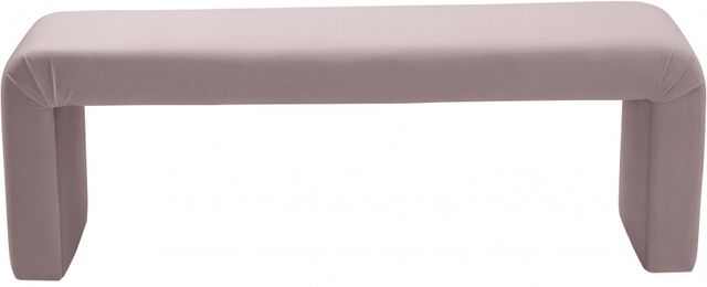 Meridian Furniture Minimalist Pink Velvet Accent Bench -1