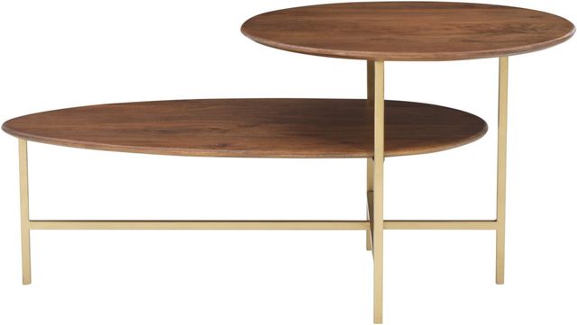 Powell® Tavin Brown Coffee Table with Gold Base-3