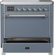 Ilve® Majestic III 36" Blue Gray Pro Style Induction Range with Solid Door and Chrome Trim-3
