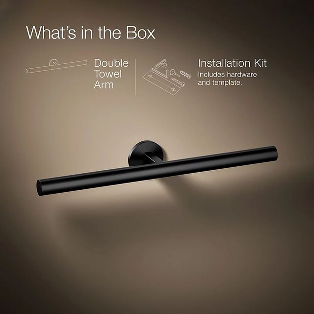 KOHLER® Components® Matte Black Double Towel Arm-3