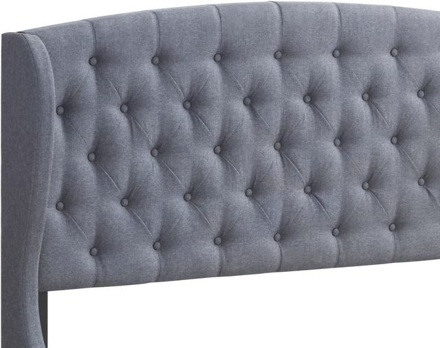 Coaster® Gunmetal Krome Queen Upholstered Bed With Demi-Wing Headboard-1