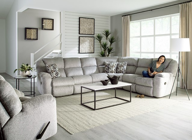HomeStretch Juniper Gray Multi-Configuration Reclining Sectional