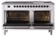 Ilve® Nostalgie II Noblesse 60'' White Pro Style Dual Fuel Range with Burnished Trim-2