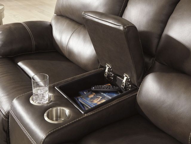 Signature Design by Ashley® Ricmen 3-Piece Walnut Power Reclining Sectional-1