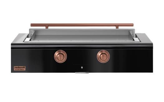 Caliber™ Rockwell Social 48" Gloss Black Built-In Liquid Propane Outdoor Griddle with Copper Hardware-0